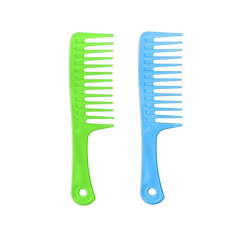 2 Pack Wide Tooth Comb, Hair Combs, Large Tooth Detangling Comb for Women Wet Curly Hair, Styling (Black/Pink)