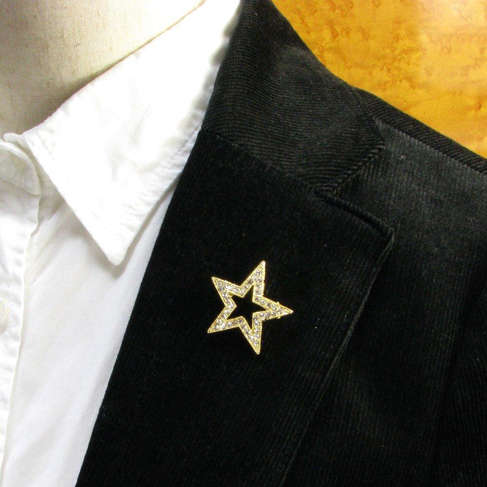 GEM plus Star Brooch Lapel Pin KS41002 Black (Metallic Color)