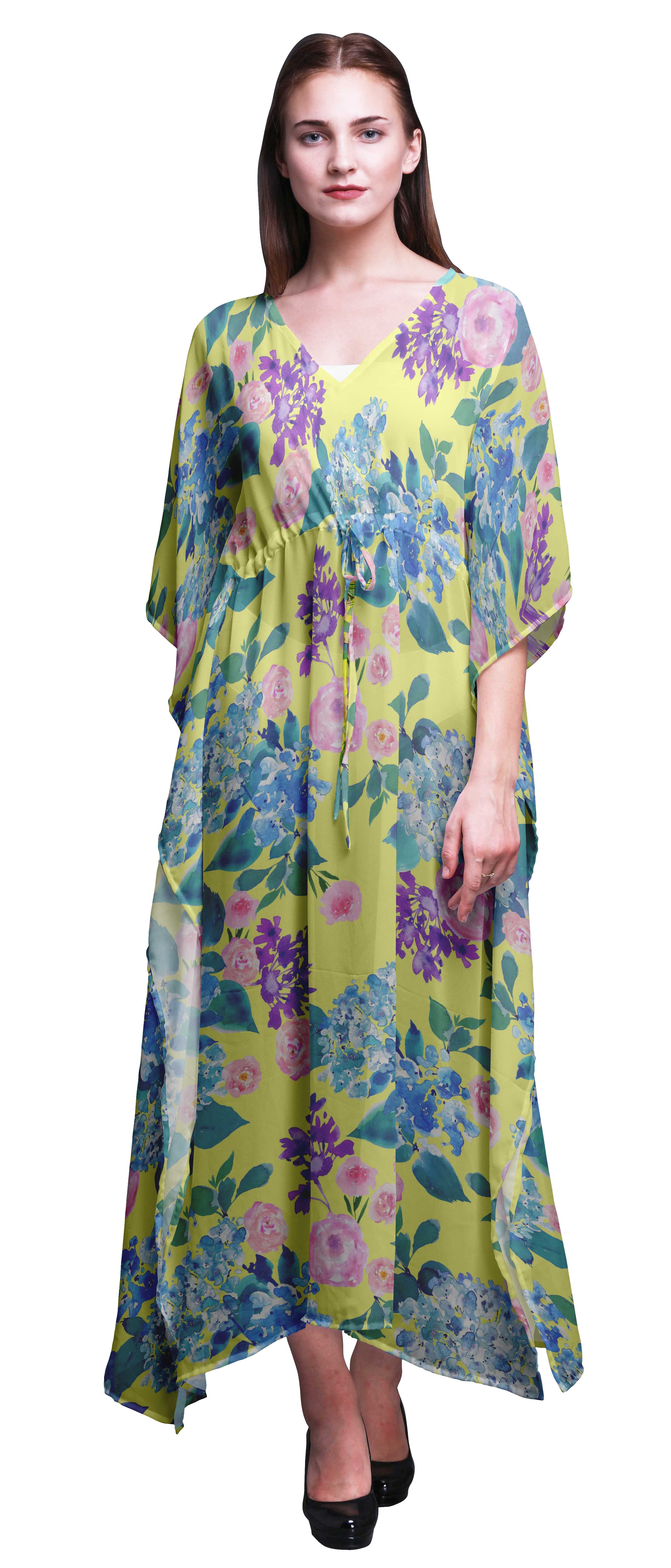 

Bimba Amethyst Fish|Bird & Yacht Bird Ladies Kaftan Holiday Loungewear Maxi Dress Beach XL-3X жовтий