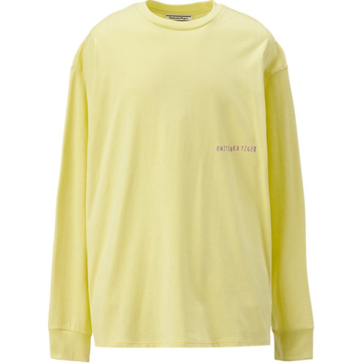 ONITSUKA TIGER Однотонный круглый вырез удобный свитер с длинным рукавом футболка унисекс топы желтый 2183B163-300 L
