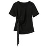 Sancai Plus Size Round Neck Short Sleeve T-Shirt with Bow