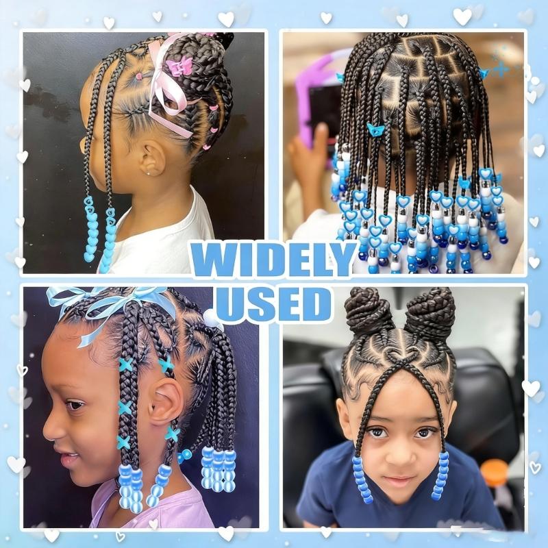 Creative Kids Hair Accessories Set Including 100 Assorted Acrylic Beads And Insertion Tool For Fun Styling