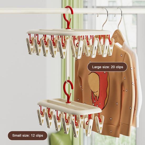 Rotatable 360° Clothes Drying Racks, Strong Windproof Non-Slip Multi-Clip Design, Appropriate Spacing Durable PP Clips, for Balcony Clothes Socks