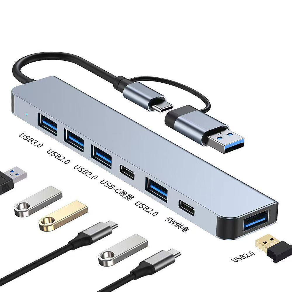Dual-Head USB 3.0 7-in-1 Docking Station and Type-C Hub for Laptops