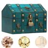 Treasure Chest Vintage Wooden Jewelry Box Vintage Wooden Storage Box Decorative Treasure Jewelry Chest with Lock Home Decoration