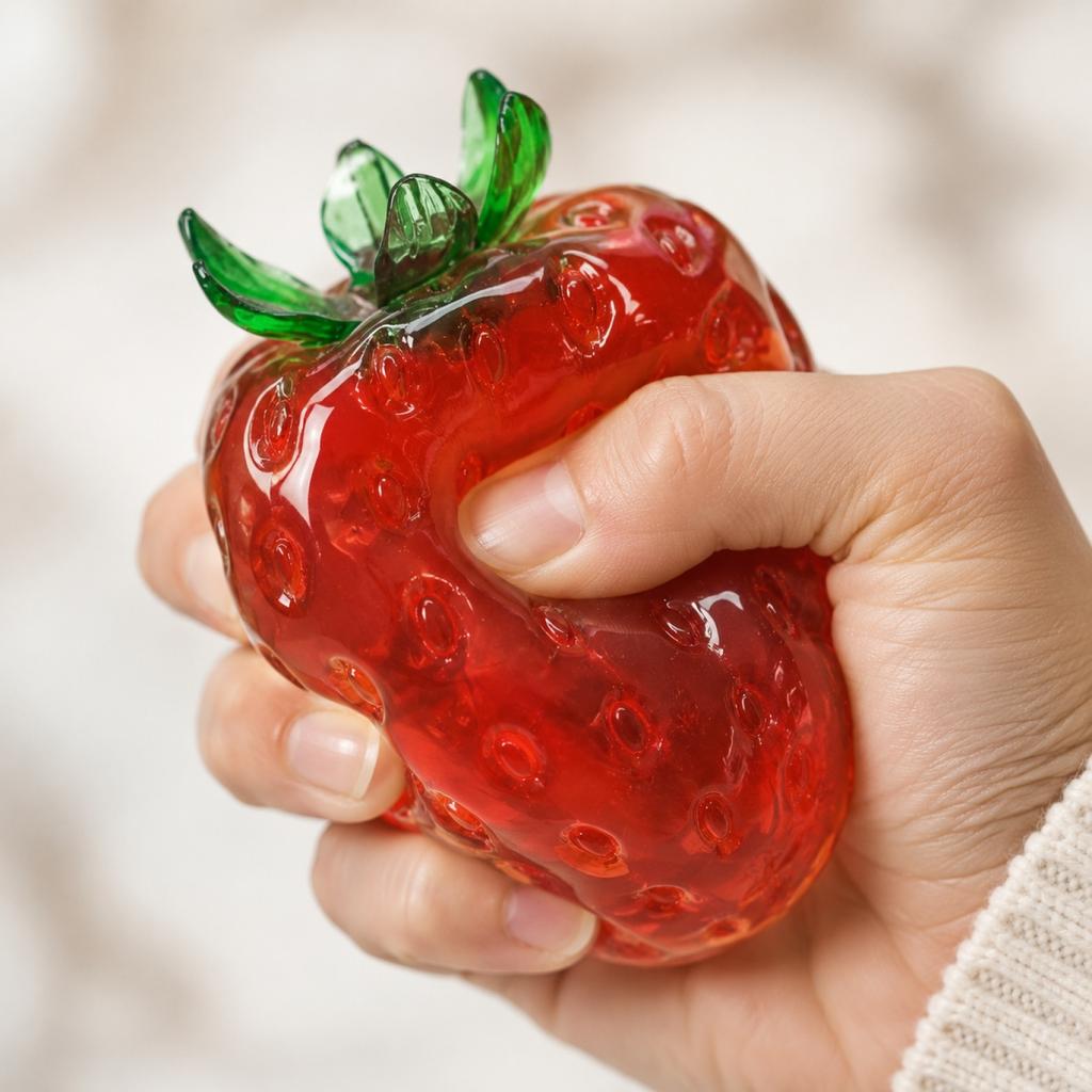 Simulated Strawberry Shaped Stress Toy Soft Decompression Sensory Item for Relaxation and