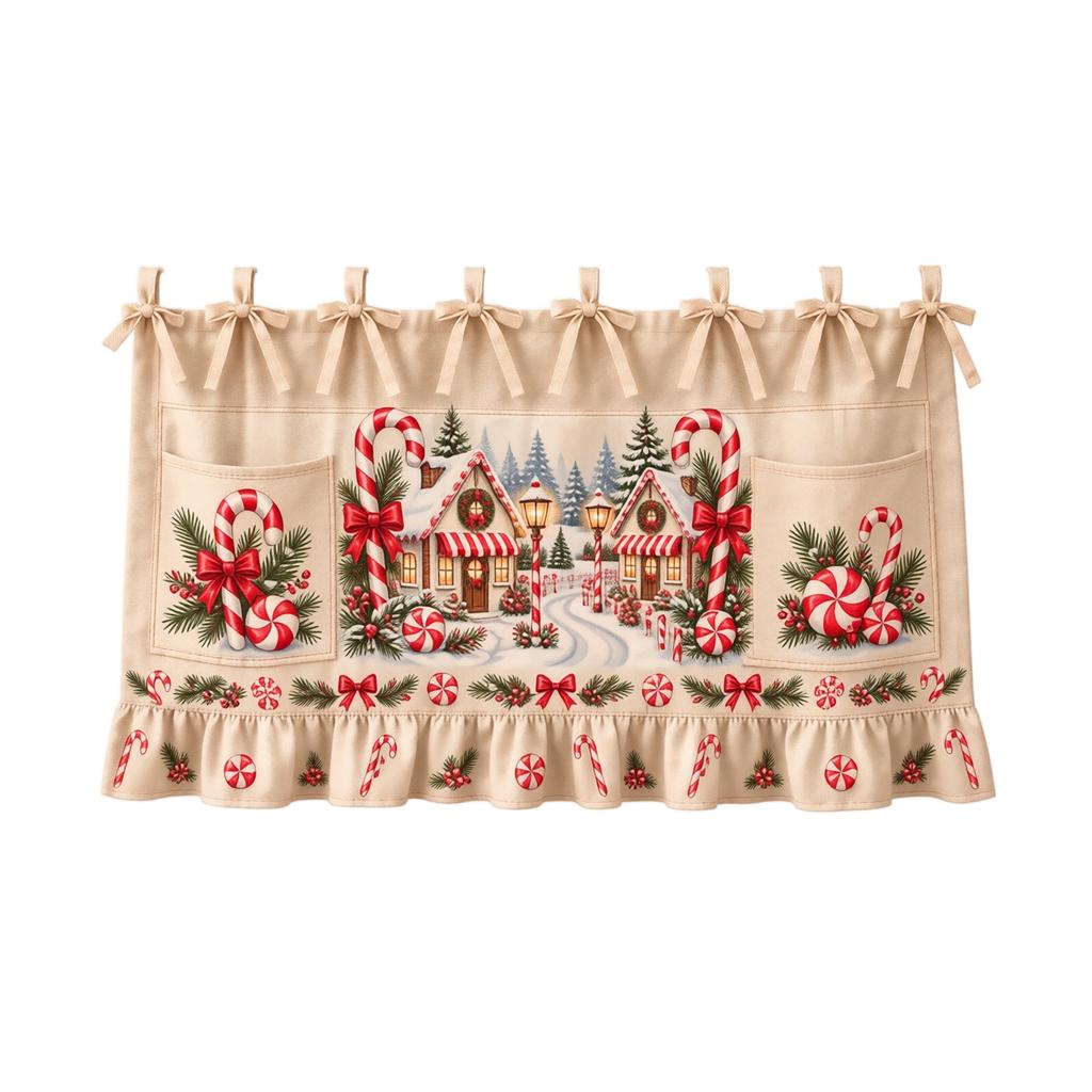 Christmas Kitchen Tie- Half with Oven Cover for Holiday Baking and Cooking, 60 45