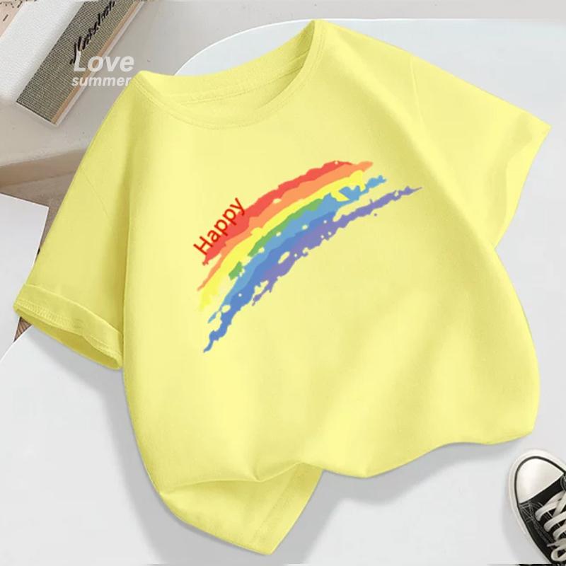 Jungen Mädchen T-Shirt Sommer Baumwolle Kurzarm T-Shirt Trendiges Regenbogen Design Kinder T-Shirt Mode Kinder Kleinkind Oberteile Zurück zur Schule