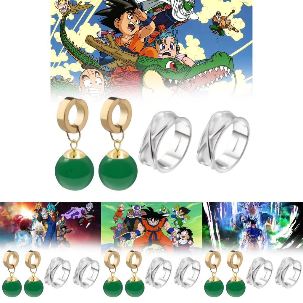 Collezione di Gioielli di Dragon Ball Super Goku Black Con Orecchini e Anello Per Appassionati di Anime