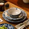 Luxury National Tide Style Ceramic Bowl & Plate Set - Underglaze Color, Ideal for Rice, Soup, and More.