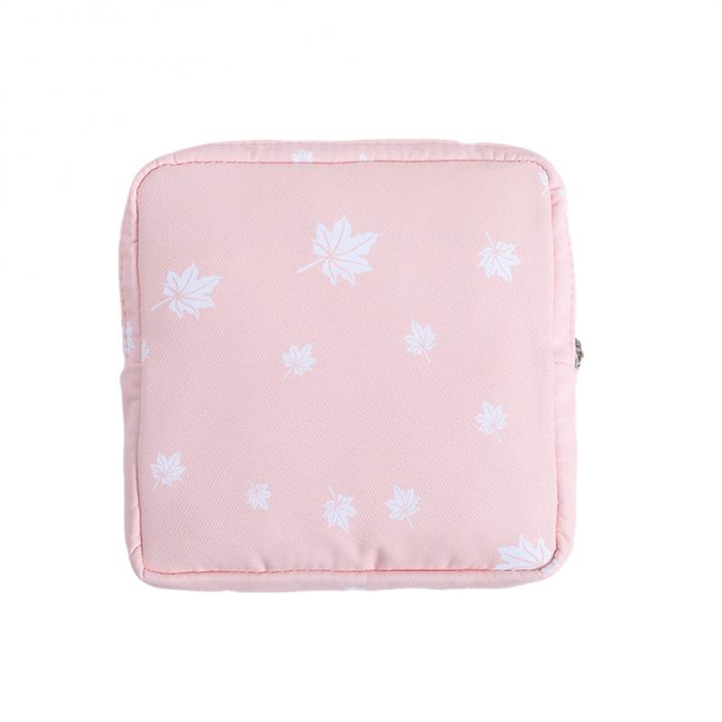 Women Portable Sanitary Napkin Tampon Storage Bag Cotton Travel Makeup Storage Bag Literary Zipper Coin Purse Sundries Storage