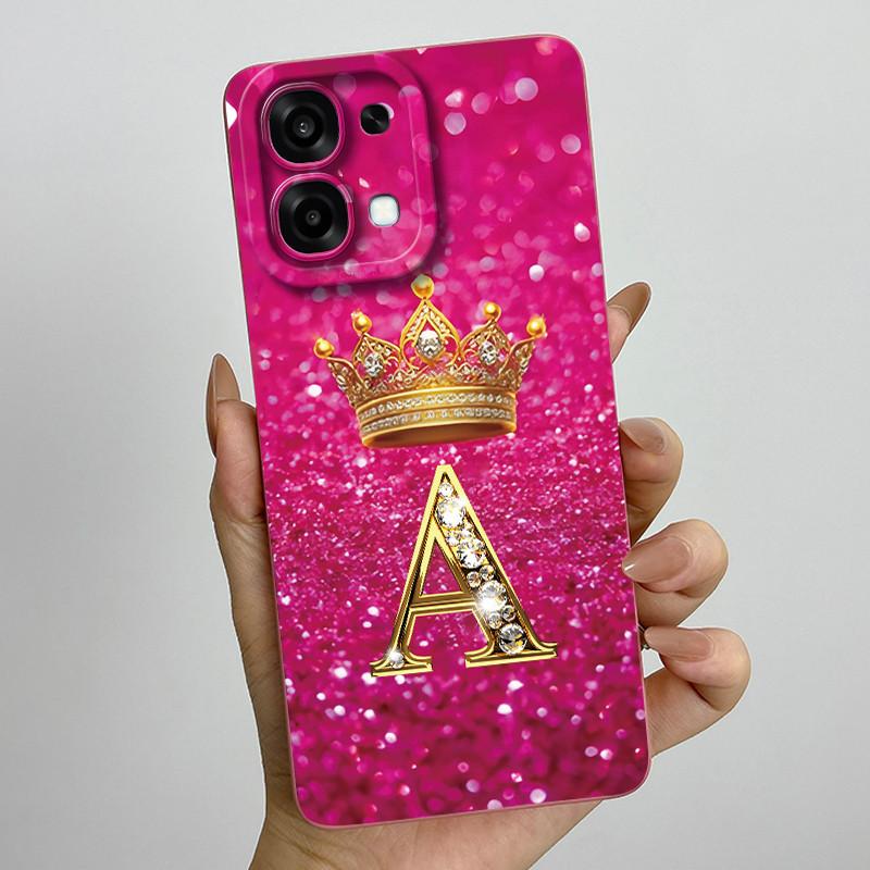 For Oppo A6 Pro 2025 Fashion Initial Letter Couple Phone Case for Oppo A6 Pro A6Pro 4G 5G Soft Silicone TPU Lens Protective Case