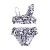 Baby Kinder Mädchen Sommer Schulterfrei Rüschen Bedruckter Bikini Bademode Badeanzug Set
