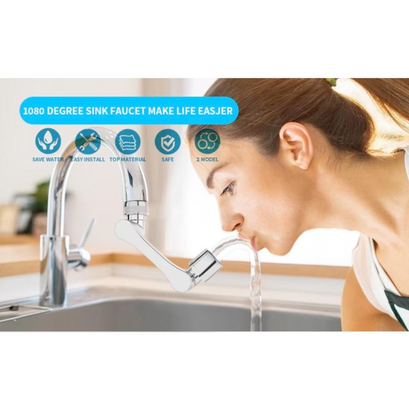 1080° Universal Rotation Faucet Extender Dual Mode Sprayer Head Kitchen Robot Arm Extension Taps Bathroom Swivel Faucet