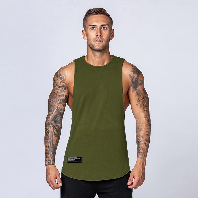 Muscleguys Men's Running Vests Summer Cotton Gym Clothing O-Neck Fitness Tank Tops Casual Jogging Bodybuilding Sleeveless T-Shirts