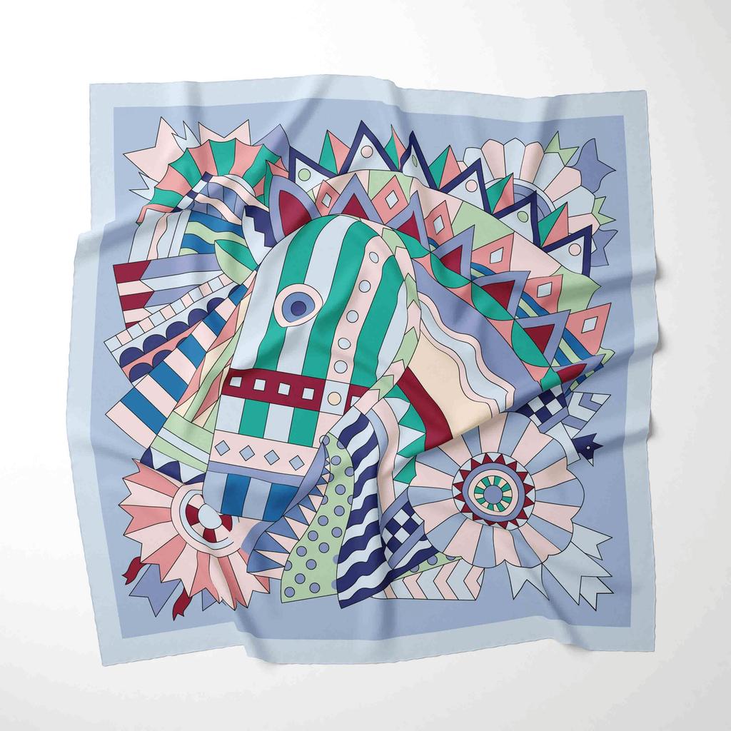 Luxury Design 70*70cm Horse Print Silk Square Scarf Women Soft Satin Hairband Neckerchief Hijab Headband Foulard Gift