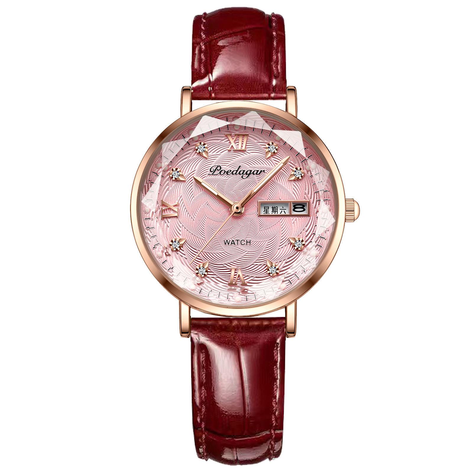 Waterproof Women S Watch Ultra-Thin Double Calendar Women S Watch