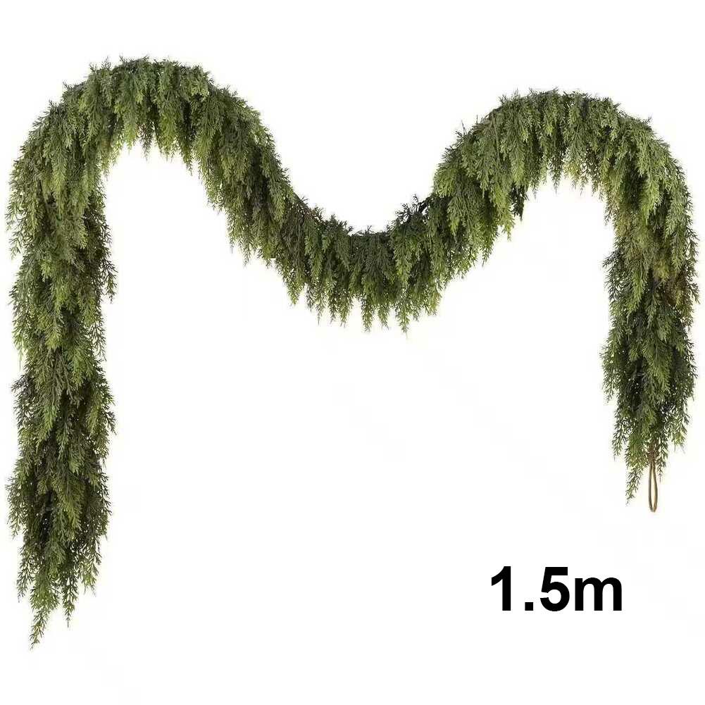Искусственная гирлянда из кедра для рождественского декора Реалистичная зелень Сосна с легкой формой Гибкие ветви Различная длина 1.2m