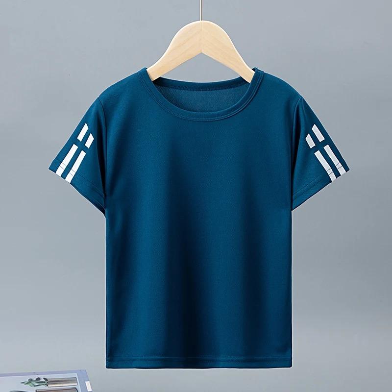 Children's Summer Quick Drying Sports Short Sleeve Color Joker Casual Shirt Boys Girls Running