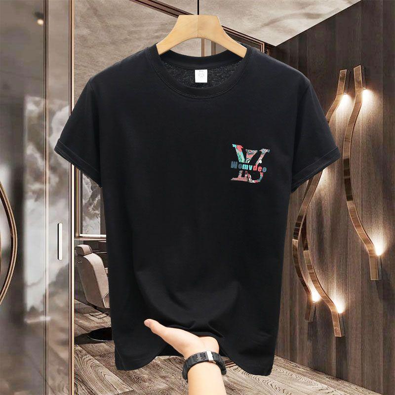 Foreign Trade Surplus Summer New Short-Sleeve T-Shirt for Men, Trendy Brand, Loose Fit, Pure Cotton, Casual Printed Clothing