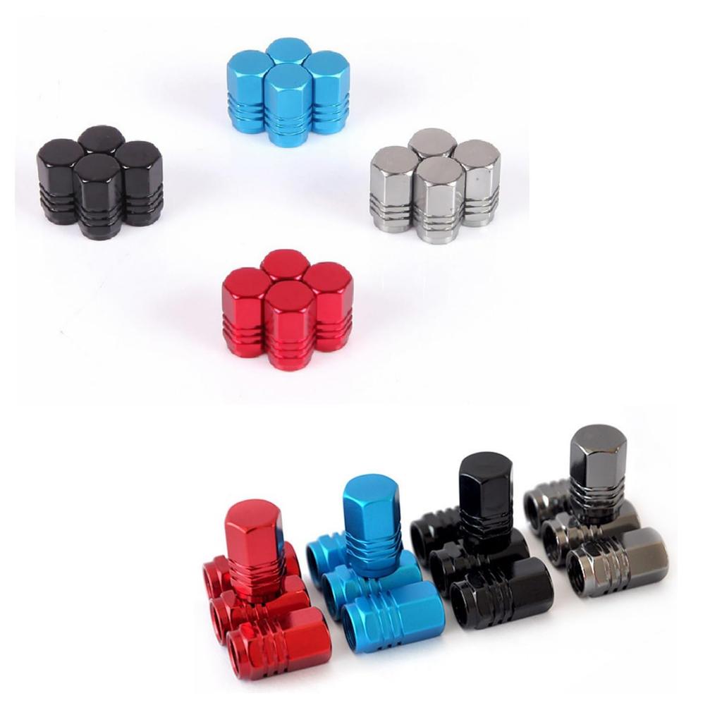 SowKow 4pcs Black Aluminum Alloy Air Valve Caps Light Weight High Hardness Corrosion Resistant Black