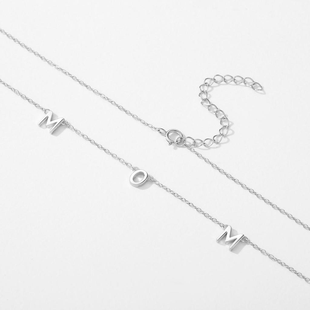 ODIAN Classic Design 925 Sterling Silver Letter Mom Pendant Necklace For Women Mom Mother's Day birthday Christmas Sweet Gift