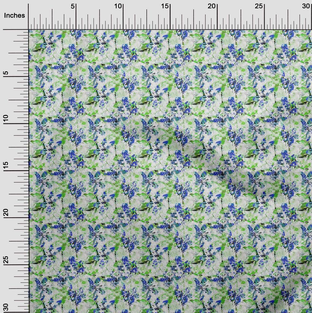 oneOone Cotton Flex Green Fabric Abstract Floral Dress Material Fabric Print Fabric By The Yard 40 Inch