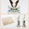 Osaka Choseido May Compact Miniature Personalized Wooden Tag Included Dyed Painting Helmet Ornament and Doll, Ceramic, (Sent Separately), (White