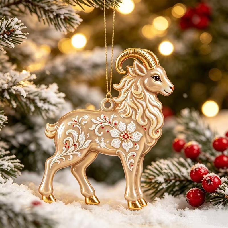 Christmas Lamb Acrylic Hanging Ornament 1PC Flat Cute Sheep Pendant for Xmas Tree Home Winter Holiday Party Decoration