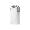 Li Ning Sports Basketball Series Logo Print Striped Round Neck Vest Shorts Set Men Sportswear White AATS003-4