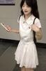 Waste Land School Dress With Tie Strap Summer Knit Fabric For Casual Wear