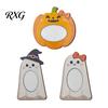 Ghost Theme Home Ornament Halloween Wooden Photo Frame, Pumpkin/Ghost Picture Frame for Wall Rustic Wood Holiday Gift Hanging or Desktop Display,