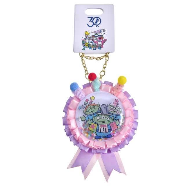 Disney Can Badge Rosette with Chain Little Green Men ( TOYSTORY 30th ) NEW