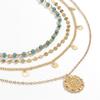 Vintage Blue Stone Beaded Chain Necklaces for Women Fashion Ethnic Multilayered Tassel Necklaces Friendship Jewelry Gift