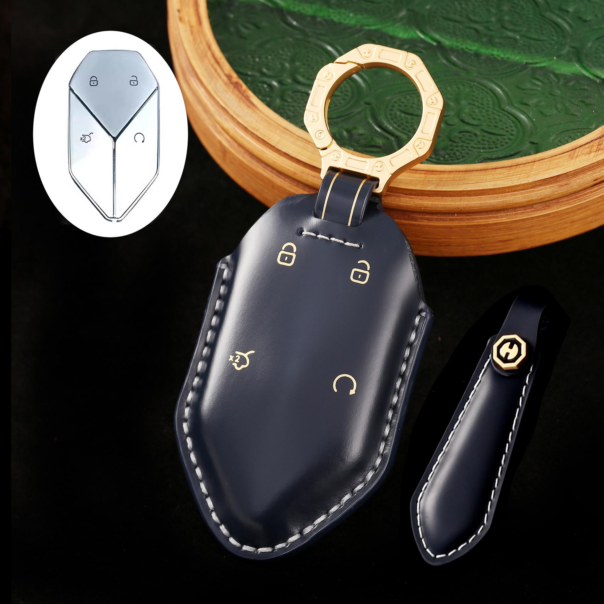 

Applicable To Byd Equation Leopard 5 Key Cover, Genuine Leather Car Key Protection Cover, Men S And Women S High-End Keychain