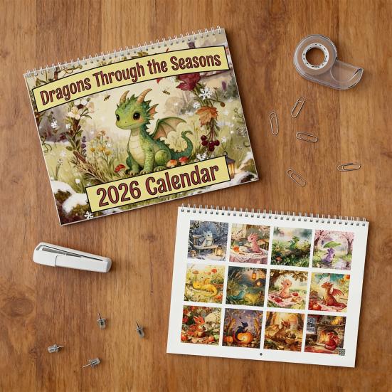2026 Pastoral Dragon Calendar Dragons Through The Seasons Wall Calendar Monthly Calendar