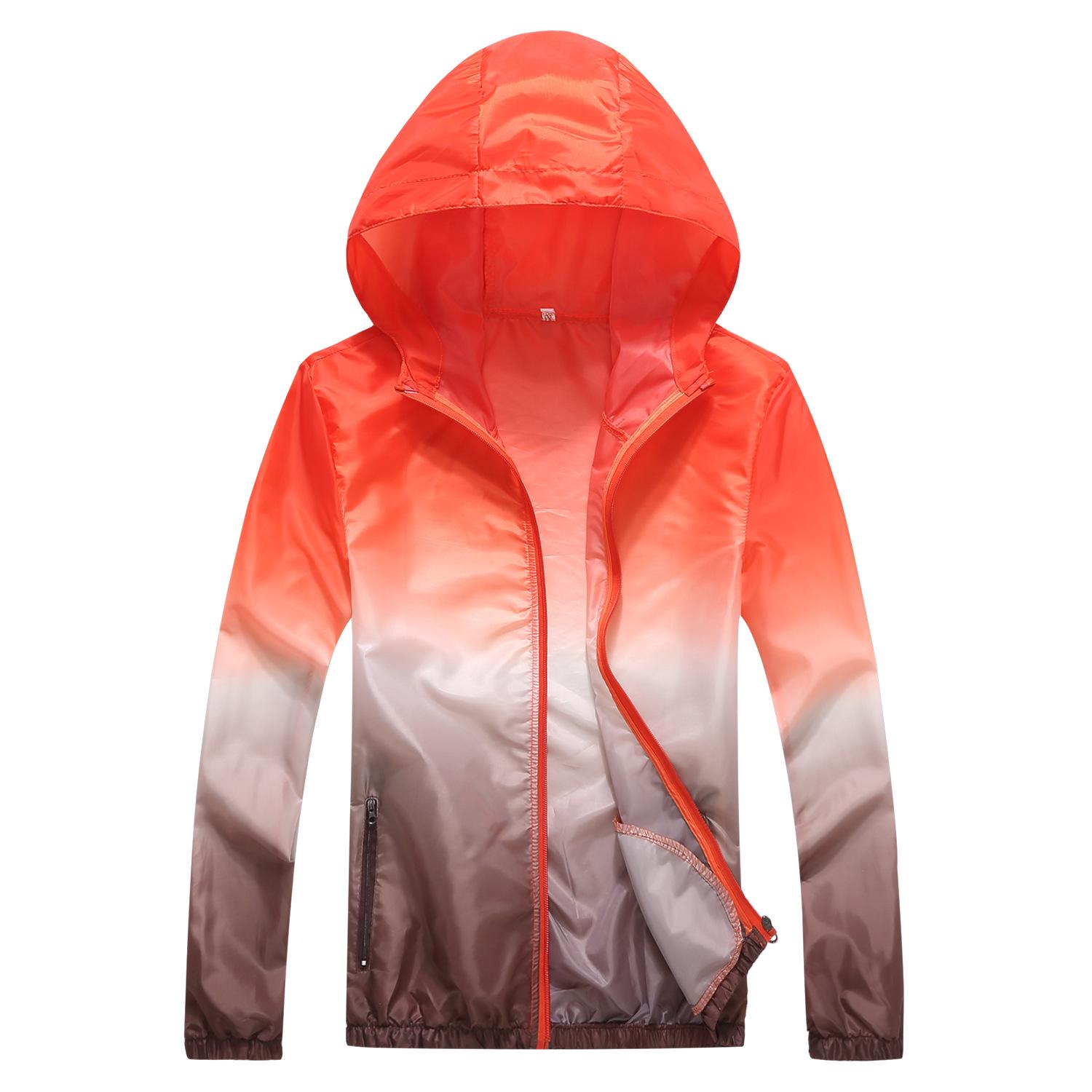 

Lightweight Outdoor Sports Jacket Hooded Polyester Waterproof Running Jacket Summer UV-Resistant Hiking Cycling Jacket L помаранчевий
