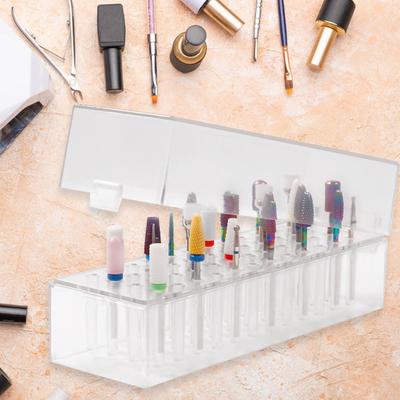Bohrerbehälter, große Kapazität, transparent, staubdicht, platzsparend, Kunststoff, 48 Löcher, DIY-Nagelbohrer-Display