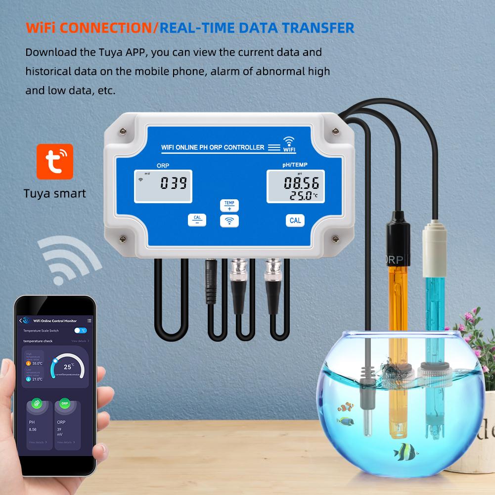 Smart WIFI Online Meter PH ORP Temp Aquarium Water Quality Tester Monitor Controller for Swimming Pool Spa Soilless Cultivation