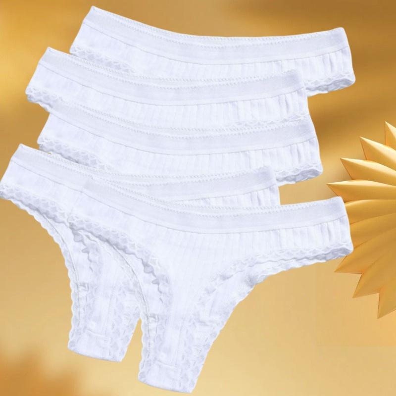 5PCS/Set Solid Color G-Strings Women Cotton Panties Sexy Lingerie Sports Striped Panty Low RiseThin Style Breathable Underpants