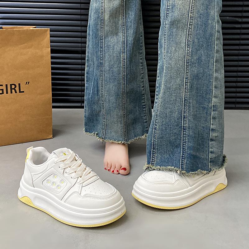 CRLAYDK Mode Damen Sneaker Lässig Skateboarden Walking Bequeme Schuhe Plateau Damen PU-Leder Weiß Sport Tennis