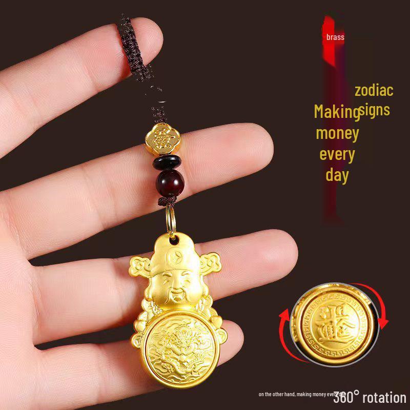 Zodiac Rotation Keychain: God of Wealth Pendant for Men & Women