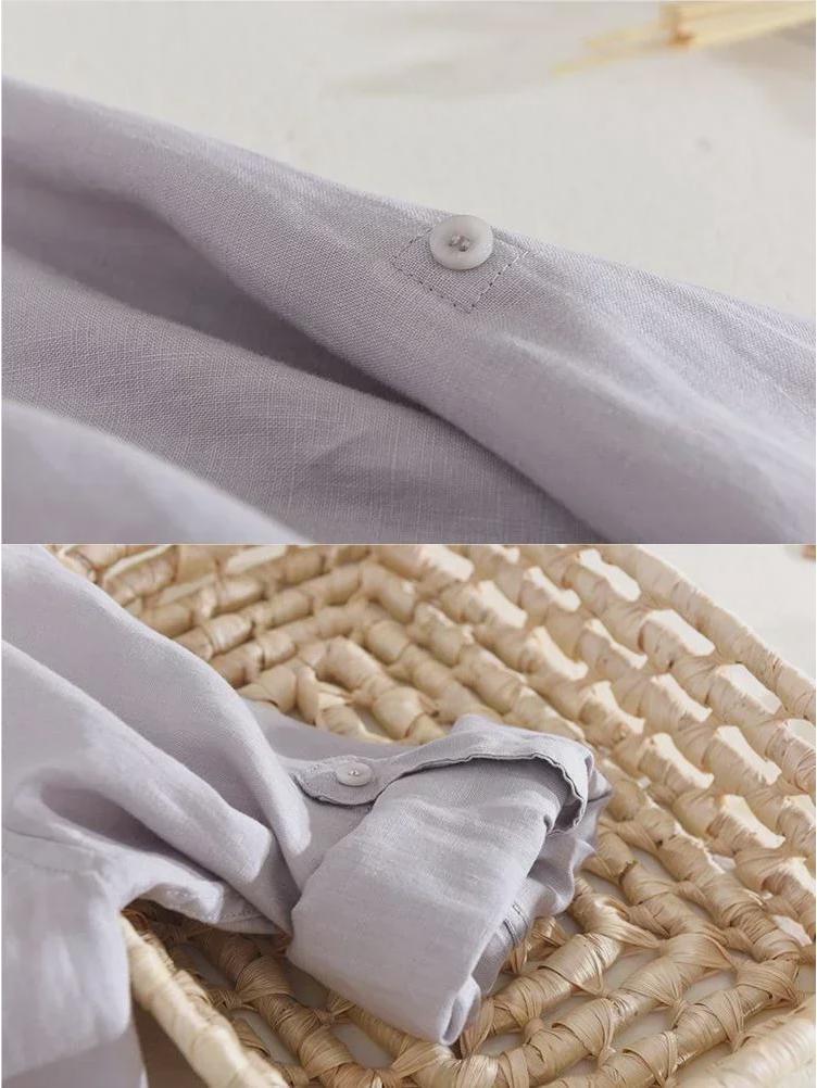 Camicia da Uomo Casual Bianca a Maniche Lunghe Traspirante in Lino - Vestibilità Slim, Leggera, Resistente ai Raggi UV