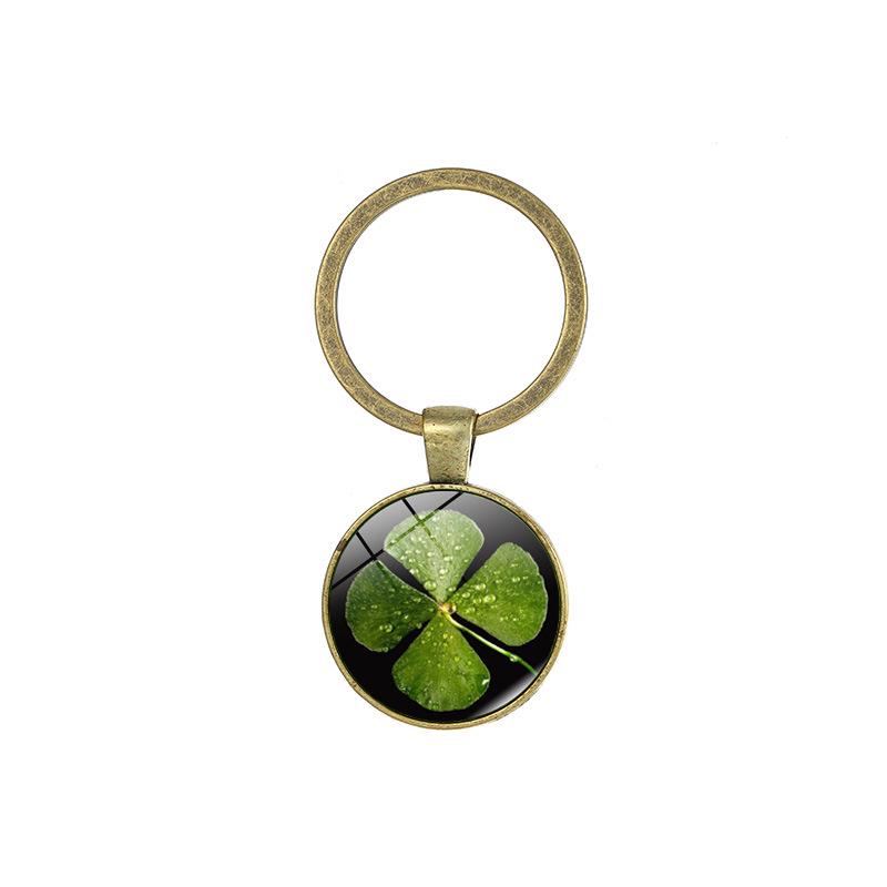 Crystal Glass Lucky Clover Keychain Pendant Gift