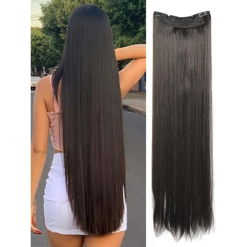 Damen Clip-In Haarverlängerungen, Mehrlängen Ombré Synthetische Haarsträhnen für tägliche Pferdeschwanz-Zopf-Frisuren