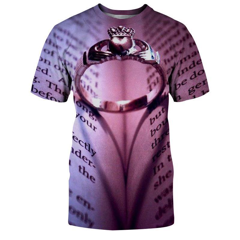 Summer New Love 3D Printed Men's and Women's Short Sleeves Loose and Slim Half Sleeve Shirt