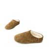 Cowhide Version of Minimalist Round Head Lazy Thick Bottom Hairy Half Drag Women Warm Casual Versatile One Pedal Bag Head Hairy Shoes