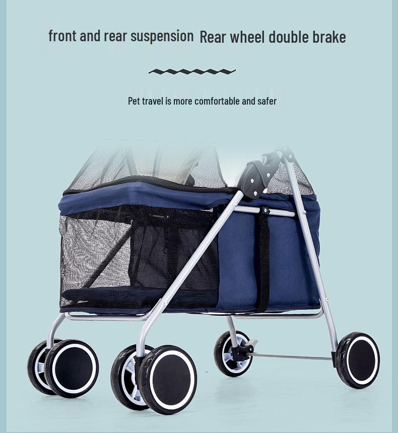 Kitty Teddy Portable Pet Stroller: Lightweight, Folding, Car-Mounted for Small Pets