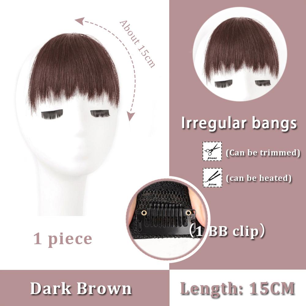 Black Brown Bangs Wig Hair Extension Synthetic Wig Women Clip Style Bangs
