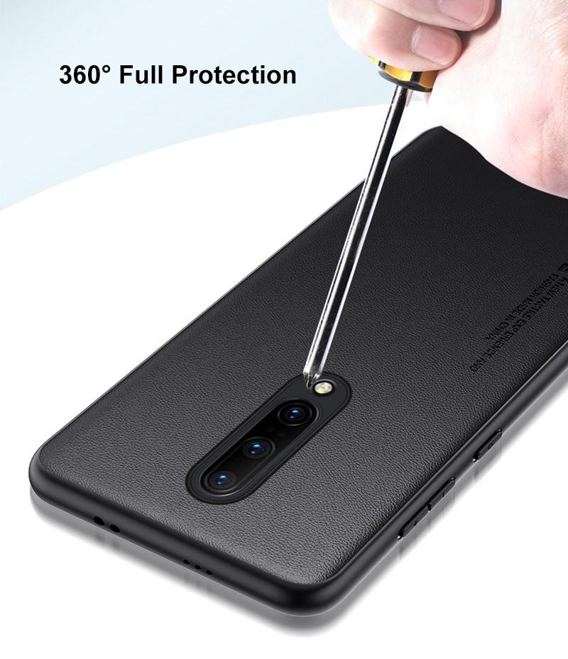 Funda de cuero PU de lujo para OnePlus 7 Pro, carcasa trasera de silicona mate a prueba de golpes, protección completa para OnePlus 7 Pro